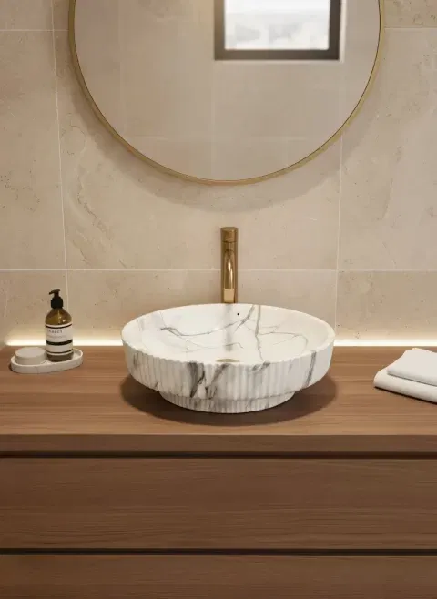 Lavoar ceramic rotund - design marmorat A746-P818M