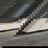 Comoda TV, Inarch, Imaj, 180x45 cm, PAL, Travertin / Auriu