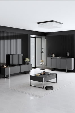 Set mobilier living, Bexley, Luxe, PAL, Antracit / Argintiu