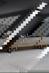 Comoda TV, Bexley, Luxe, 180x30x50 cm, PAL, Nuc / Argint