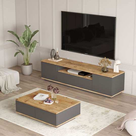 Set mobilier living, Locelso, FR17-AA, PAL, Pin Atlantic / Antracit