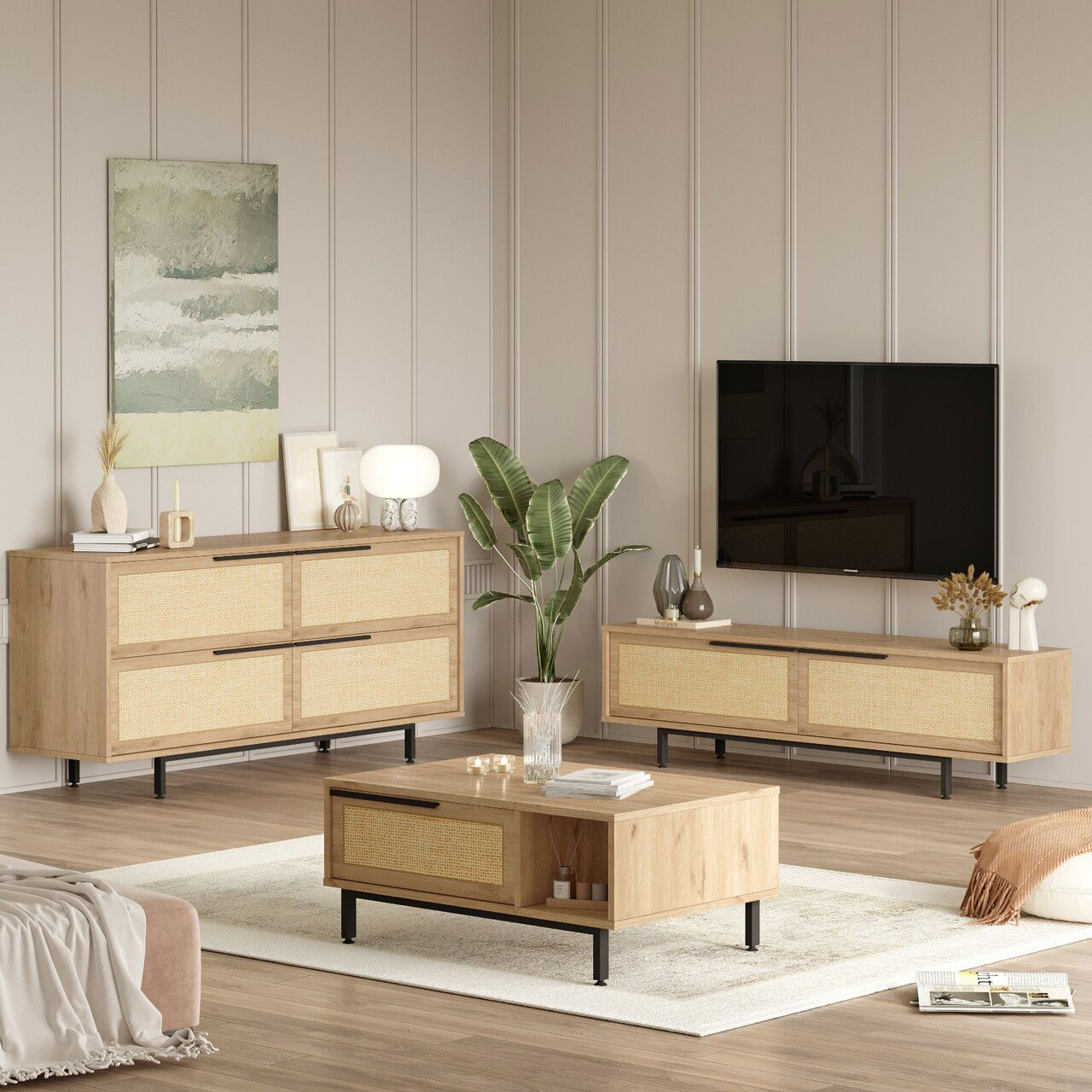 Set mobilier living, Locelso, ON20-SU, PAL, Stejar