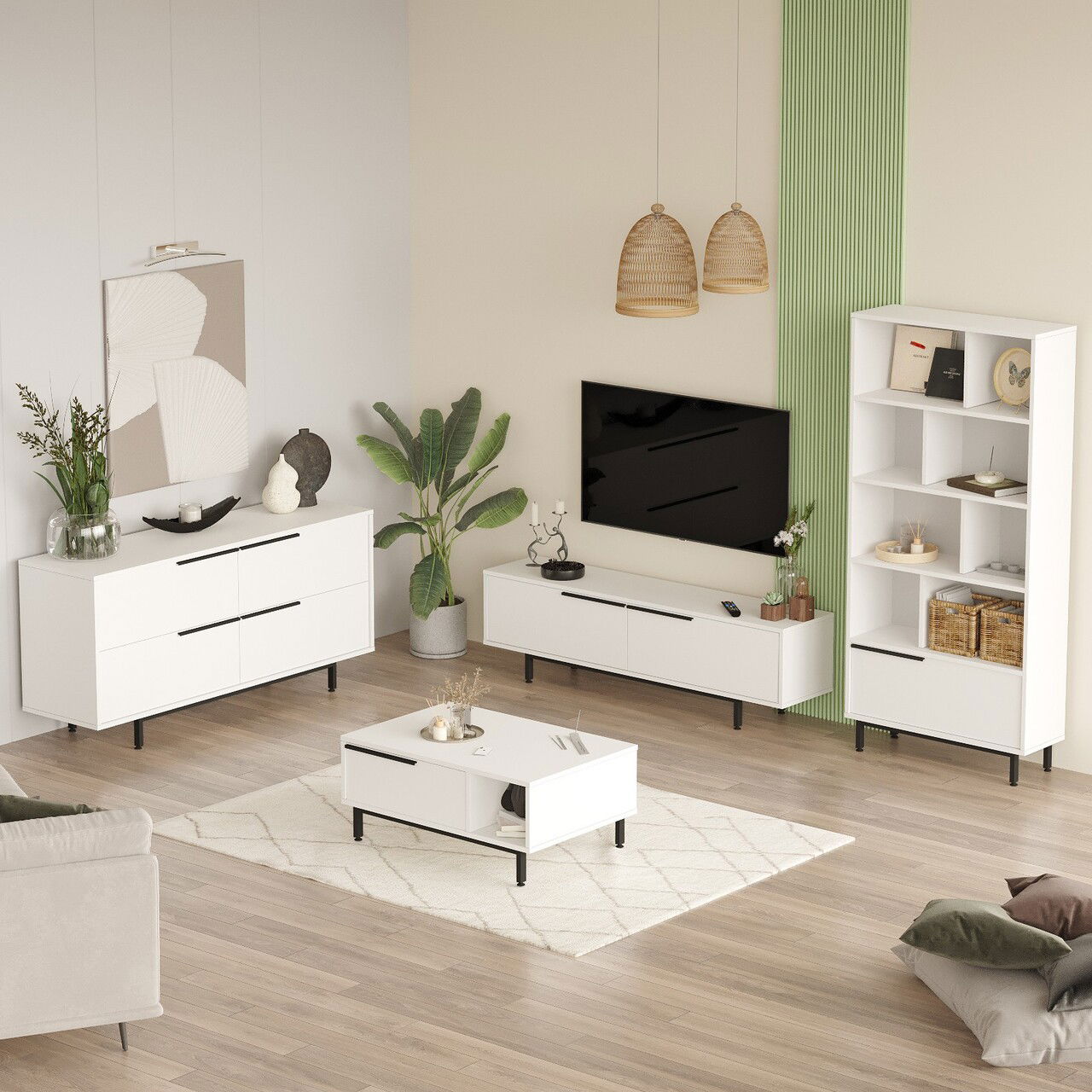 Set mobilier living, Locelso, ON21-W, PAL, Alb
