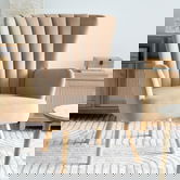 Fotoliu Mills, Homla, 75x60x102 cm, metal/catifea din poliester, bej