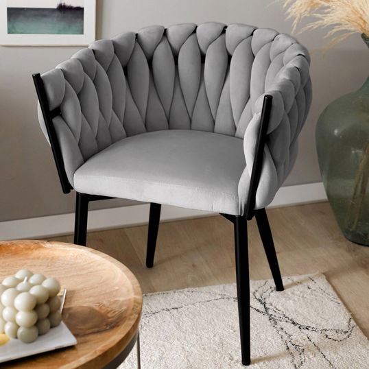 Scaun Prinssi, Homla, 64x54x73 cm, metal/catifea din poliester, gri