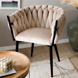 Scaun Prinssi, Homla, 64x54x73 cm, metal/catifea din poliester, bej