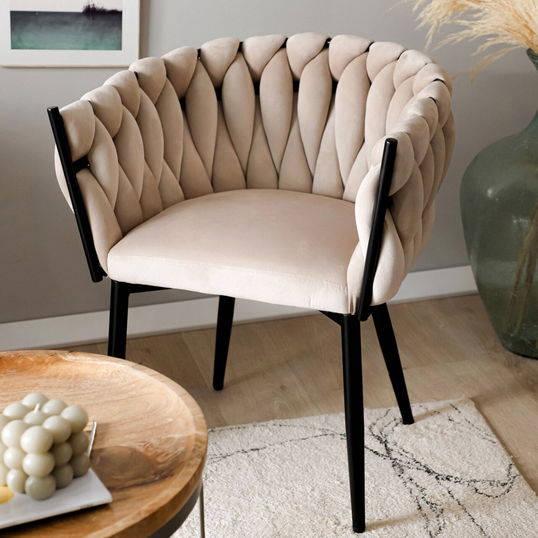 Scaun Prinssi, Homla, 64x54x73 cm, metal/catifea din poliester, bej