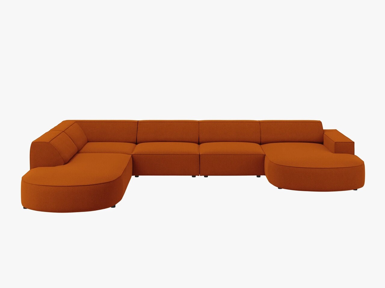 Coltar panoramic stanga 7 locuri, Jodie, Micadoni Home, BL, forma rotunjita, 364x262x70 cm, poliester, caramiziu