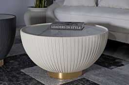 Masuta de cafea Elge, Mauro Ferretti, 71x71x38 cm, fier/ceramica, crem/auriu