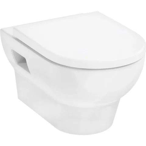 Vas wc Hansgrohe GladeLake S cu capac soft-close suspendat fără margine alb lucios