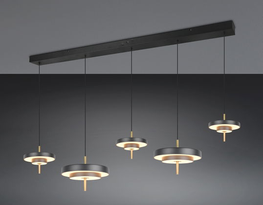 Lustra Keaton, TRIO, 140x30x150 cm, 50W, 1x SMD, metal, negru/auriu