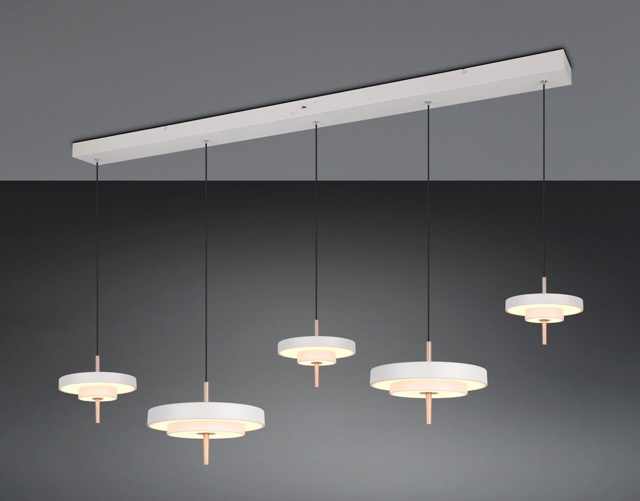 Lustra Keaton, TRIO, 140x30x150 cm, 50W, 1x SMD, metal, gri/auriu