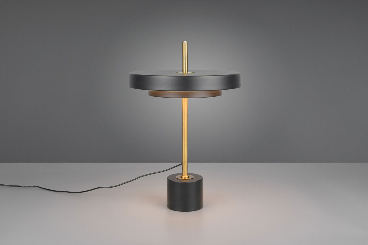 Lampa de masa Keaton, TRIO, 30x45.5 cm, 12W, 1x SMD, metal, negru/auriu