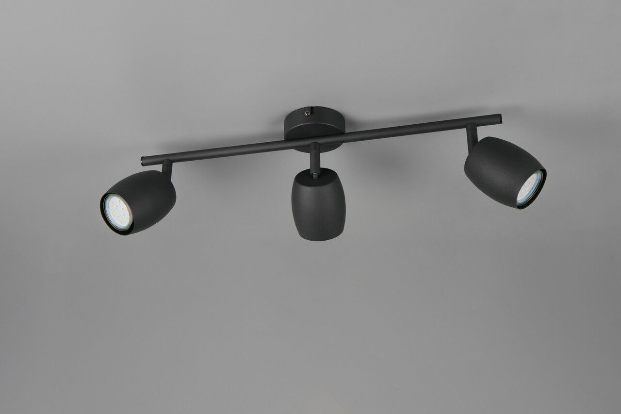Plafoniera Nancy, RL, 47.5x8x15.5 cm, 35W, 3x GU10, metal, negru mat