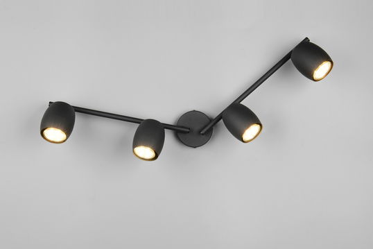 Plafoniera Nancy, RL, 70.5x8x16.5 cm, 35W, 4x GU10, metal, negru mat