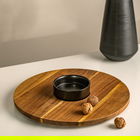 Platou servire si bol Fresca, Homla, 35x1.5 cm, lemn/ceramica, natur/negru