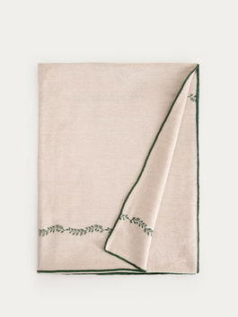 Fata de masa Arriate, Homla, 150x220 cm, bumbac, bej/verde