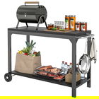 HOMCOM Cărucior de grădină din oțel cărucior de serviciu cu roți cu blat de lucru 135 x 55 x 86,5 cm negru | Aosom Romania