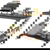 HOMCOM Cărucior de grădină din oțel cărucior de serviciu cu roți cu blat de lucru 135 x 55 x 86,5 cm negru | Aosom Romania