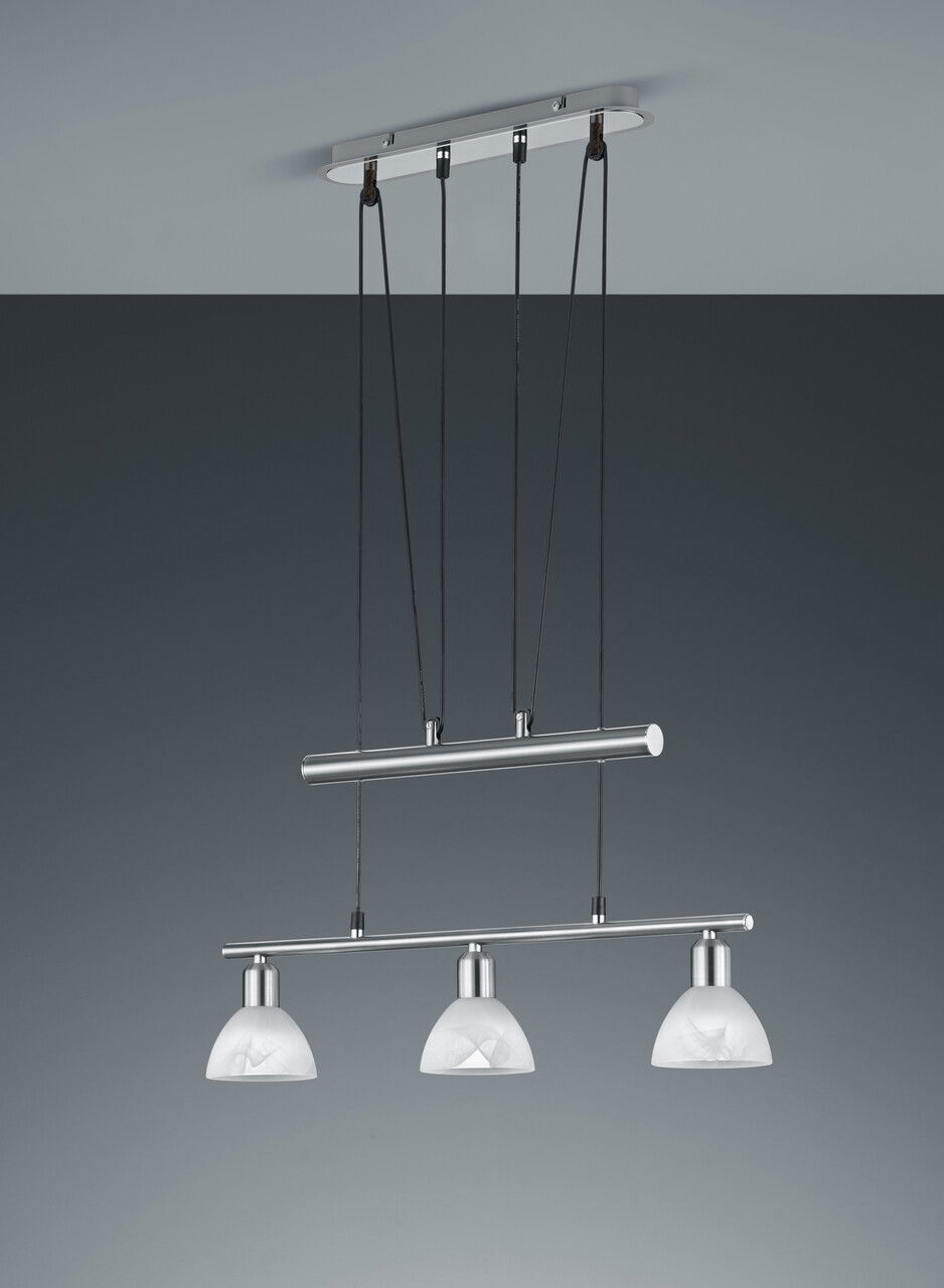 Lustra Levisto, TRIO, 60.5x11x160 cm, 4.9W, 3x E14, metal, nichel mat/alb