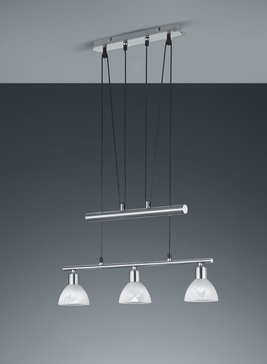 Lustra Levisto, TRIO, 60.5x11x160 cm, 4.9W, 3x E14, metal, nichel mat/alb