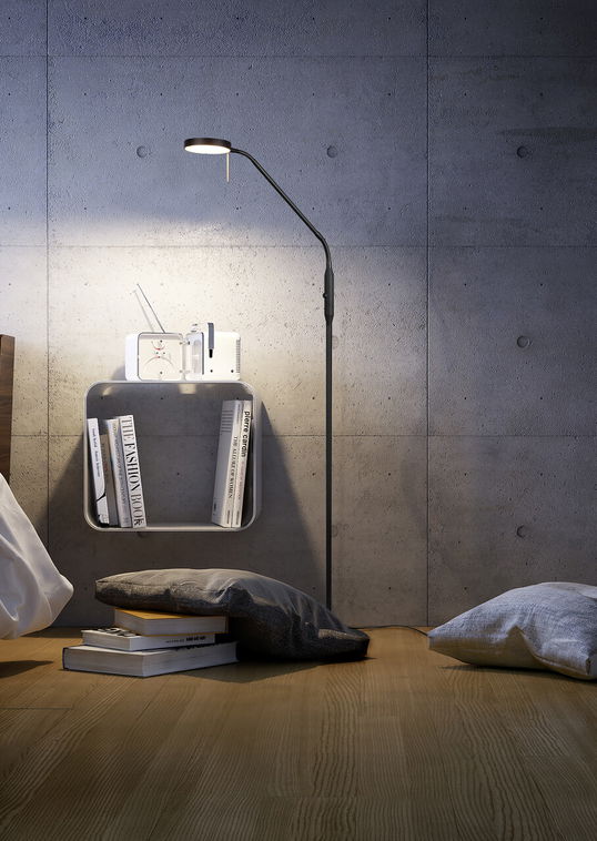 Lampadar Monza, TRIO, 25x50x145 cm, 12W, 1x SMD, metal, negru mat