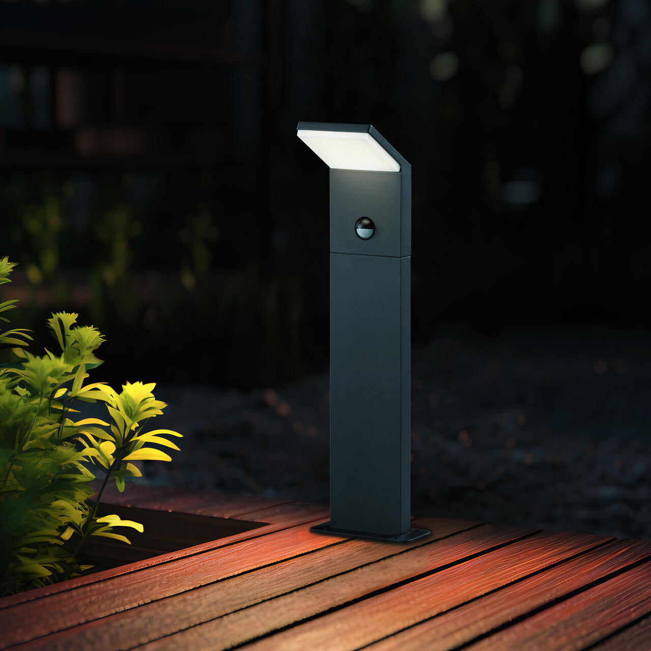 Lampadar de exterior cu senzor Pearl, TRIO, 14x50 cm, 8W, 1x SMD, aluminiu, antracit