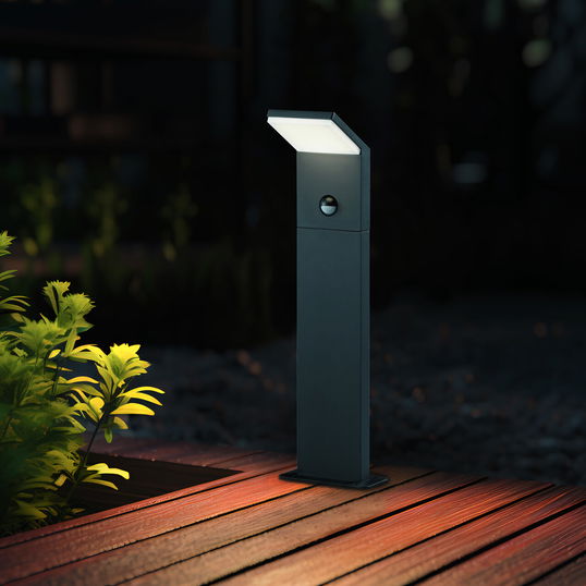 Lampadar de exterior cu senzor Pearl, TRIO, 14x50 cm, 8W, 1x SMD, aluminiu, antracit