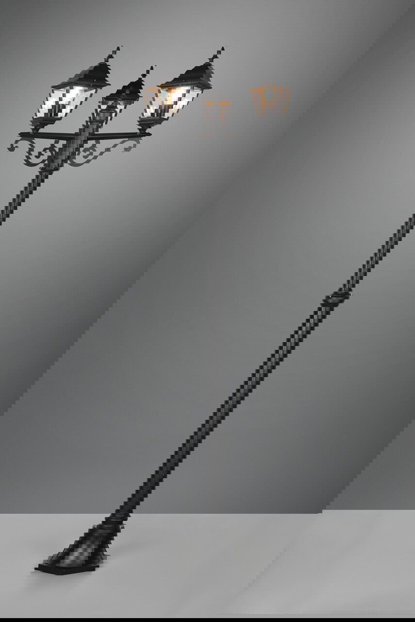 Lampadar de exterior Livenza, TRIO, 58x200 cm, 60W, 3x E27, aluminiu, negru mat