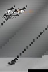 Lampadar de exterior Livenza, TRIO, 58x200 cm, 60W, 3x E27, aluminiu, negru mat