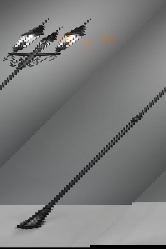 Lampadar de exterior Livenza, TRIO, 58x200 cm, 60W, 3x E27, aluminiu, negru mat