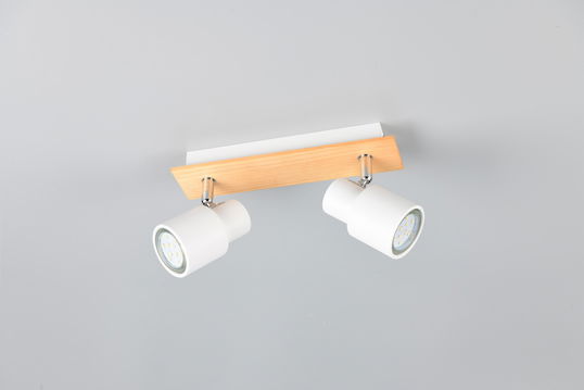 Plafoniera Pierre, RL, 25x6x15 cm, 10W, 2x GU10, metal, alb mat/natur