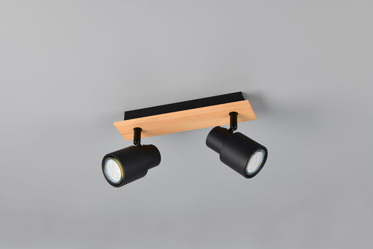 Plafoniera Pierre, RL, 25x6x15 cm, 10W, 2x GU10, metal, negru mat/natur