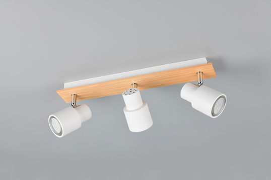 Plafoniera Pierre, RL, 40x6x15 cm, 10W, 3x GU10, metal, alb mat/natur