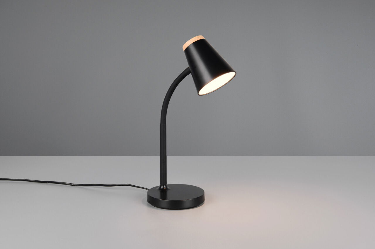 Lampa de masa Pongo, RL, 13x36 cm, 4.5W, 1x SMD, plastic, negru/natur