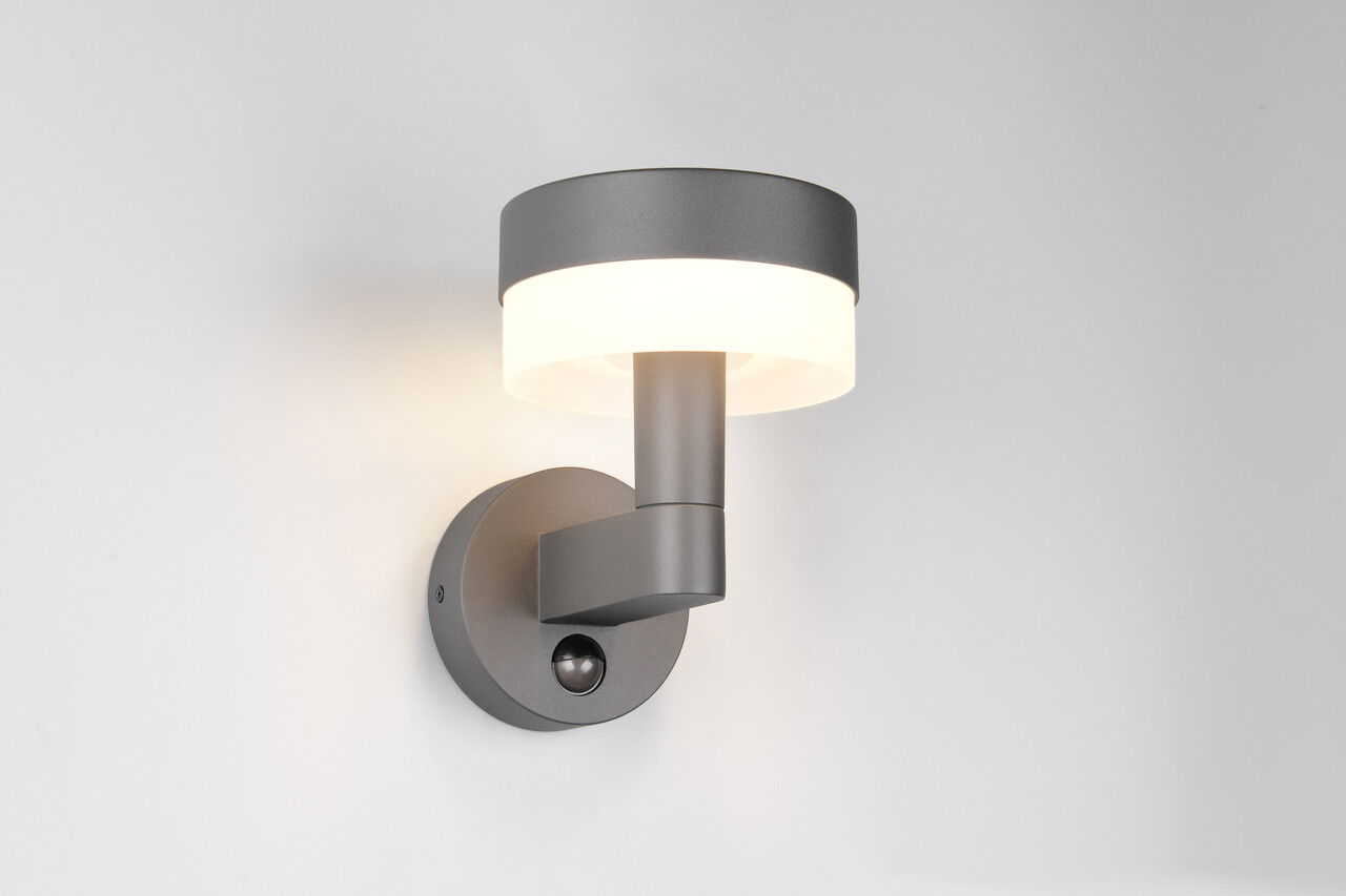 Aplica de perete pentru exterior cu senzor Mackenzie, TRIO, 22x16.5x22.5 cm, 8W, 1x SMD, aluminiu, antracit