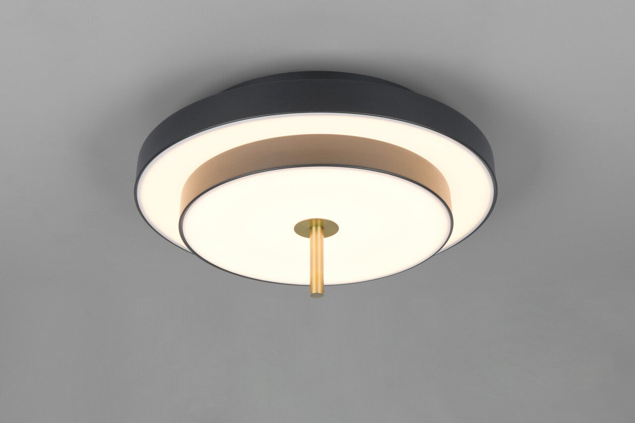 Plafoniera Keaton, TRIO, 40x20 cm, 34.5W, 1x SMD, metal, negru/auriu