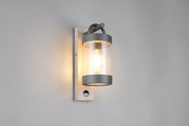 Aplica de perete pentru exterior cu senzor Sambesi, TRIO, 12.5x33 cm, 28W, 1x E27, aluminiu, antracit/natur