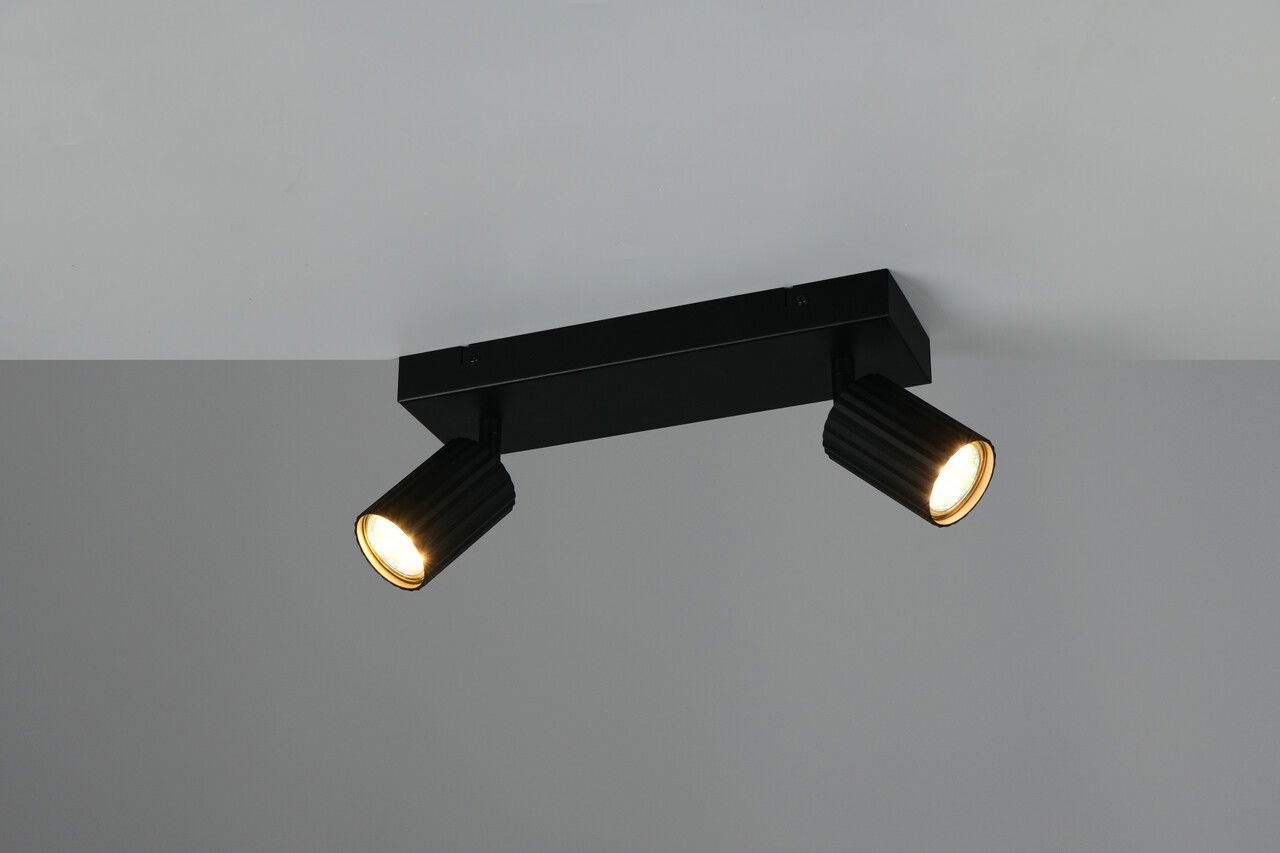 Plafoniera Soka, TRIO, 30x9x14.5 cm, 10W, 2x GU10, metal, negru mat