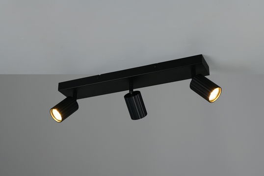 Plafoniera Soka, TRIO, 50x9x14.5 cm, 10W, 3x GU10, metal, negru mat