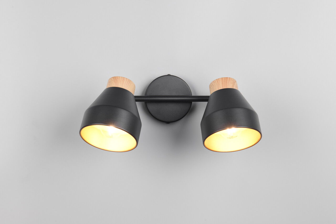 Plafoniera Valentin, RL, 32x15x21 cm, 10W, 2x E14, metal, negru mat/natur