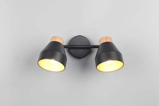 Plafoniera Valentin, RL, 32x15x21 cm, 10W, 2x E14, metal, negru mat/natur