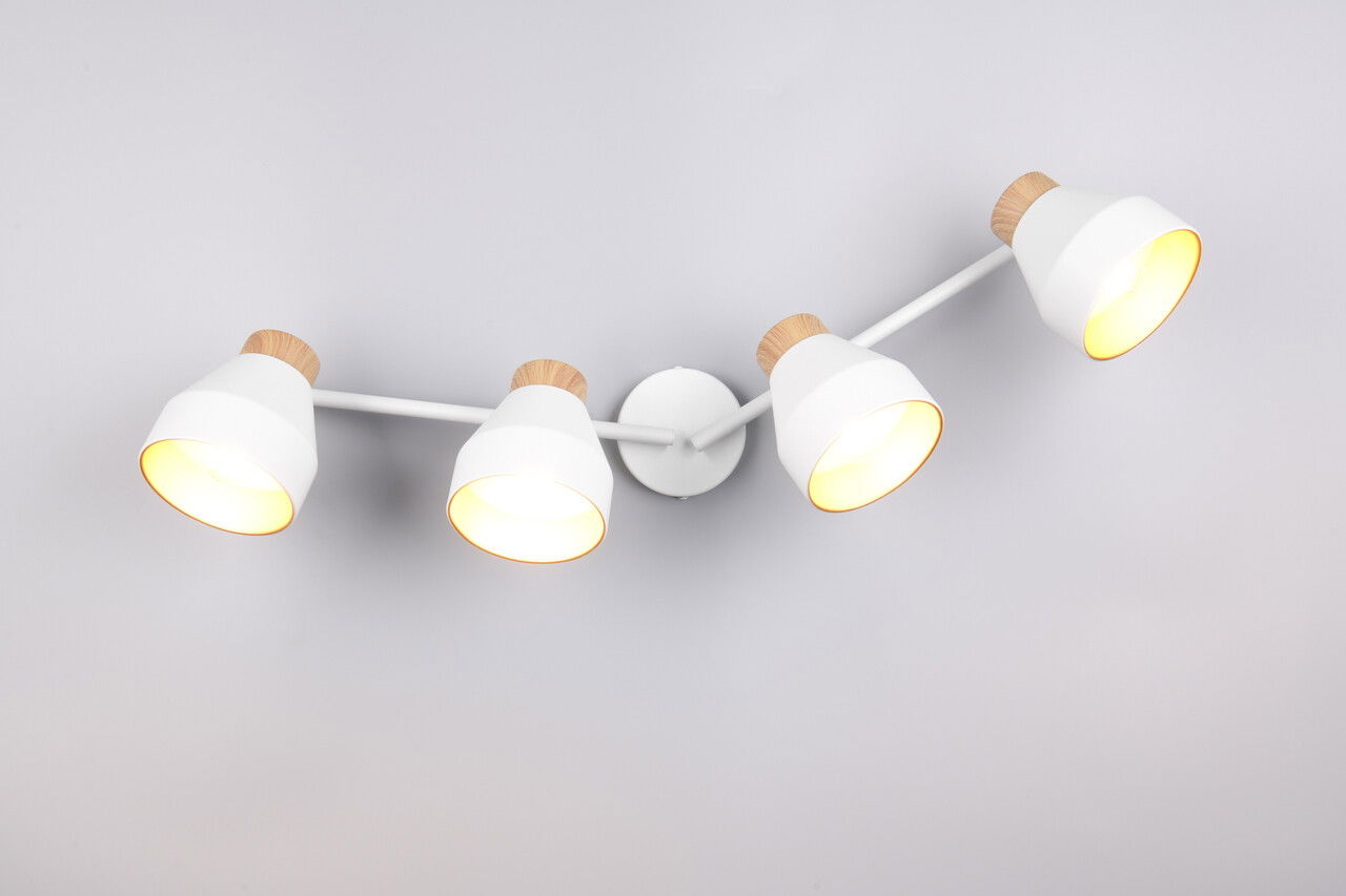 Plafoniera Valentin, RL, 71.5x15x22 cm, 10W, 4x E14, metal, alb mat/natur