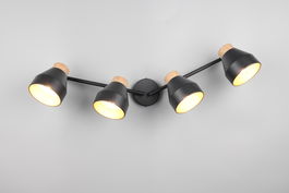 Plafoniera Valentin, RL, 71.5x15x22 cm, 10W, 4x E14, metal, negru mat/natur