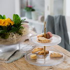 Suport prajituri cu 2 nivele Curly, Ambition, 18 cm/26 cm, otel/sticla, auriu/transparent