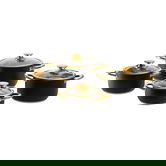 Set oale 8 piese Royal, Ambition, 16 cm/18 cm/20 cm/24 cm, otel/sticla, negru/auriu