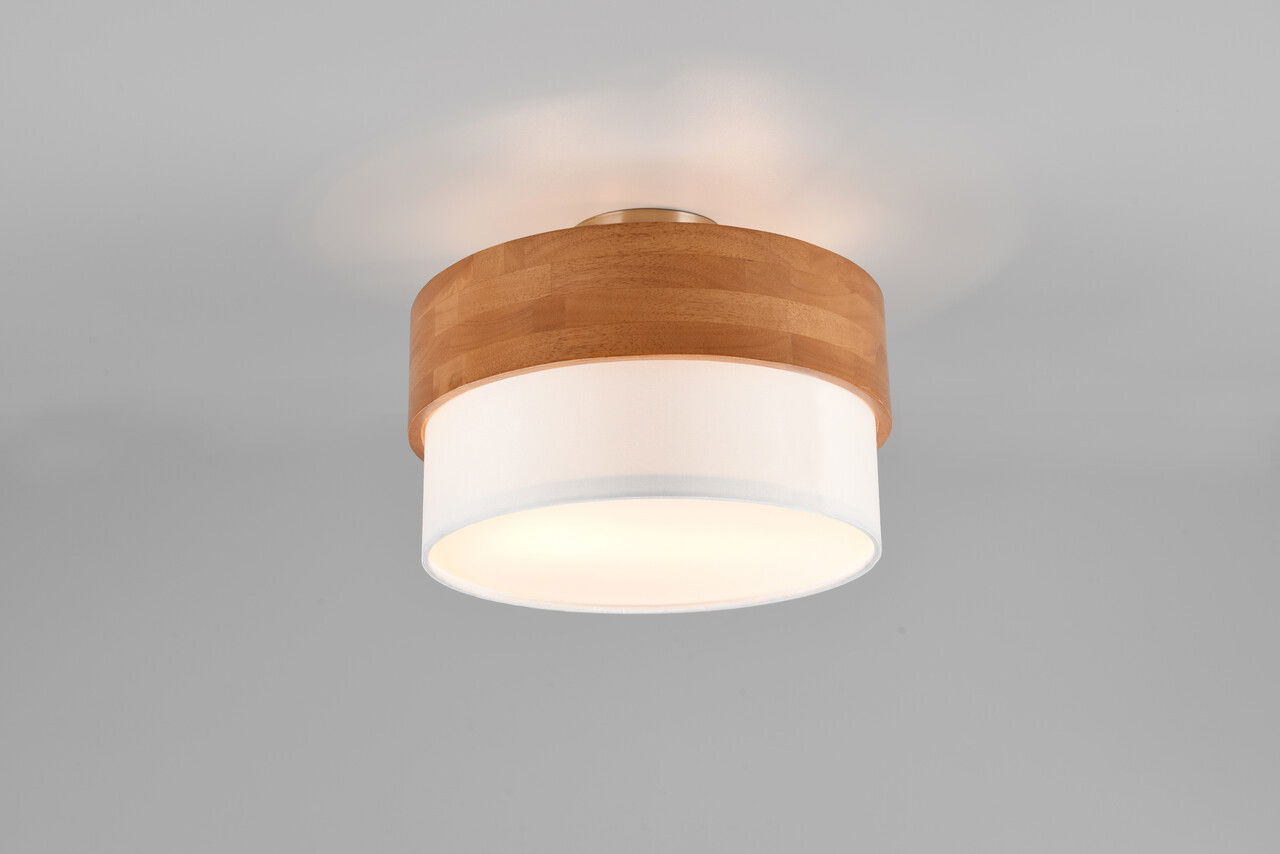 Plafoniera Seasons, TRIO, 30x22 cm, 40W, 2x E14, lemn/textil, natur/alb