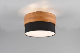 Plafoniera Seasons, TRIO, 30x22 cm, 40W, 2x E14, lemn/textil, natur/negru