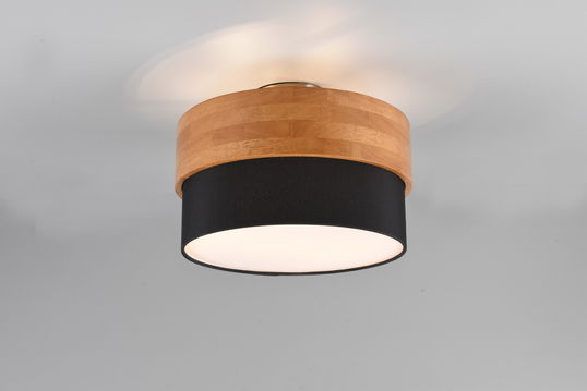 Plafoniera Seasons, TRIO, 30x22 cm, 40W, 2x E14, lemn/textil, natur/negru