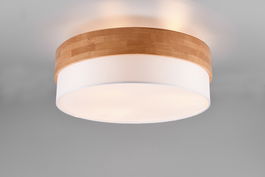 Plafoniera Seasons, TRIO, 50x21 cm, 40W, 3x E27, lemn/textil, natur/alb